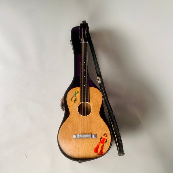 1920's-30's Oahu Hawaiian Square Neck Slide Parlor Acoustic Guitar Cleveland Made w/Girlies